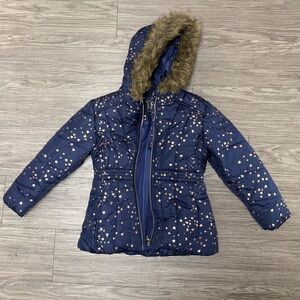 Rothschild Navy Heart Pattern Puffer Jacket